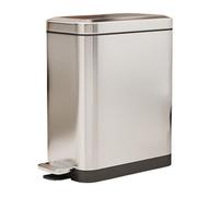 This Slim Stainless Steel Step Pedal Trash Can Narrow Soft Close Lid Garbage Bin for Home Kitchen Bathroom Office 15L Capacity Silver