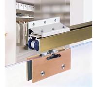 This Soft Closing Sliding Hardware System for Cabinets, Sliding Shower Door Rail with Wall-Mounted Brackets, for 8-12mm Tempered Glass Doors(Champagne,100cm/3.3ft)