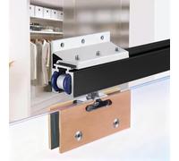 This Soft Closing Sliding Hardware System for Cabinets, Sliding Shower Door Rail with Wall-Mounted Brackets, for 8-12mm Tempered Glass Doors(Black,120cm/3.9ft)