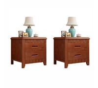 This Solid Wood Bedside Table Set Of 2 Nightstand with 2 Drawers for Bedroom and Living Room Stylish Storage Cabinet End Table Compact Size A for Small Spaces