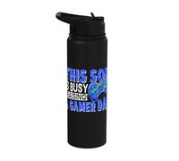 This Son is Busy Raising Gamer Dad Game Controller Gaming Stainless Steel Insulated Water Bottle