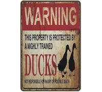This Sproperty Is Protected By Highly Trained Duck Vintage Style Metal Sign Iron Painting for Indoor Home Bar Coffee Kitchen Wall Decor Yard Sign Wall Decor Duck Metal Signs OutDoor 8x12 Inch