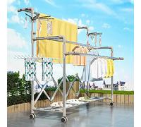 This Stainless Steel Clothes Horse Airer - Movable & Foldable Laundry Drying Rack with 4 Castors, Space-Saving Design, Extendable for Efficient Drying, Heavy-Duty Crossed Steel Pipes