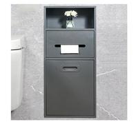 This Stainless Steel Recessed Shower Built-In Trash Can & Shampoo Shelf Bathroom Storage for Toiletries Black 30x86x14cm / 11.81x33.85x5.51in