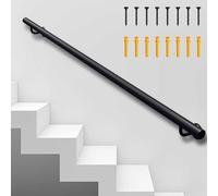 This Stair Railing for Walls 1m25m Adjustable Round Tube Indoor/Outdoor wall mounting Support Safety Handles for Steps (12ft/360cm)