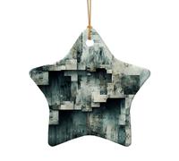 This Star Shape Ceramic Christmas Tree Block Fragments Pendant with a Pattern is Perfect for Winter Christmas Party and Home Decor.