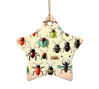 This Star Shape Ceramic Christmas Tree Cartoon Small Insects Pendant with a Pattern is Perfect for Winter Christmas Party and Home Decor.