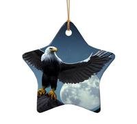 This Star Shape Ceramic Christmas Tree Eagle Under The Stars Pendant with a Pattern is Perfect for Winter Christmas Party and Home Decor.