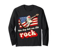 This Step Dad Can Still Rock USA Flag Guitar Music Fathers Long Sleeve T-Shirt