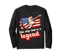 This Step Dad Is A Legend USA Flag Guitar Music Fathers Day Long Sleeve T-Shirt