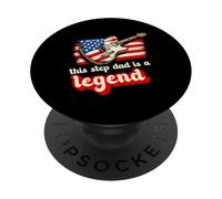 This Step Dad Is A Legend USA Flag Guitar Music Fathers Day PopSockets Adhesive PopGrip