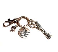 'This Stylist Is A Cut Above The Rest' Hairdresser Barber Stylist Keyring Keychain Bag Charm Dryer Sissors Hairdryer Comb