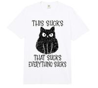 This Sucks Everything Sucks Funny Cat Comfort Colors Adult Heavyweight T-Shirt