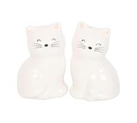 This Sweet Pair of Ceramic Salt and Pepper shakers is Shaped Like Sitting White Cats, Making mealtimes a Little More Purr-sonal. A Delightful Kitchen Table Addition or Gift for cat Enthusiasts.