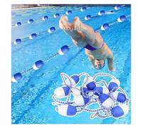 This Swimming Pool Lane Divider Rope Kit - Blue & White Buoy Balls for Swim Races, Includes 2 Hooks & Floating Buoys, Available in 60m, 50m, 40m, 30m, 25m, 20m, 10m, 8m, 5m Lengths