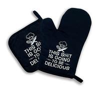 This Sxxt is Going to be Delicious,Oven Mitts and Pot Holders Sets of 2，Funny Oven Mitt，Birthday Gifts for Mom, Friend, Dad, Boyfriend,Best Gift for Baking Enthusiasts