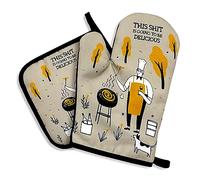 This Sxxt is Going to be Delicious,Oven Mitts and Pot Holders Sets of 2，Funny Oven Mitt，Silicone Non-Slip Oven Mitts,BBQ Lover Gift,Kitchen Gift for Men,Perfect for Kitchen,Cooking,Grilling
