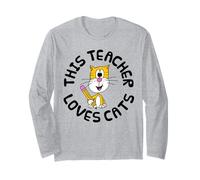 This Teacher Loves Cats, Back To School Cat Kindergarten Long Sleeve T-Shirt