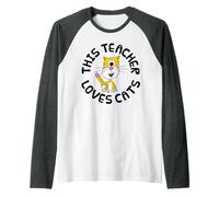 This Teacher Loves Cats, Back To School Cat Kindergarten Raglan Baseball Tee