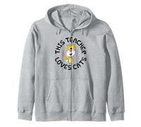 This Teacher Loves Cats, Back To School Cat Kindergarten Zip Hoodie