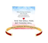 This Too Shall Pass Bracelet, This Too Shall Pass But Fuc*king Hell Inspirational Bangle Bracelet, Hidden Message Engarved Cuff Bracelets Inspirational Jewelry Gifts for Women