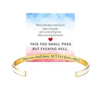 This Too Shall Pass Bracelet, This Too Shall Pass But Fuc*king Hell Inspirational Bangle Bracelet, Hidden Message Engarved Cuff Bracelets Inspirational Jewelry Gifts for Women