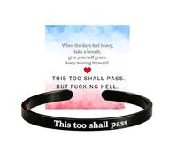 This Too Shall Pass Bracelet, This Too Shall Pass But Fuc*king Hell Inspirational Bangle Bracelet, Hidden Message Engarved Cuff Bracelets Inspirational Jewelry Gifts for Women