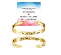 This Too Shall Pass But F*cking Hell Mantra Inspirational Cuff Bracelet | Hidden Message Motivational Color Wristband Encouragement Self Reminder