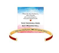 This Too Shall Pass But F*cking Hell Mantra Inspirational Cuff Bracelet | Hidden Message Motivational Color Wristband Encouragement Self Reminder