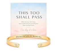 This Too Shall Pass BUT HELL Engraved Cuff for Women Hidden Message Open Bangle with Heart Ends Motivational Mantra Jewelry for Workdays and Everyday Outfits Friendship Gift for Birthday