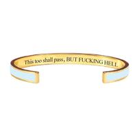 This Too Shall Pass Cuff Bracelet, Hidden Engraved Message Bangle, Motivational Adjustable Stainless Steel Mantra Bracelet, Multi Color Inspirational Jewelry Gift for Women