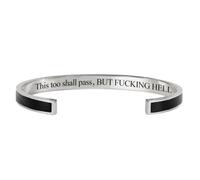 This Too Shall Pass Cuff Bracelet, Hidden Engraved Message Bangle, Motivational Adjustable Stainless Steel Mantra Bracelet, Multi Color Inspirational Jewelry Gift for Women