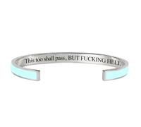 This Too Shall Pass Cuff Bracelet, Hidden Engraved Message Bangle, Motivational Adjustable Stainless Steel Mantra Bracelet, Multi Color Inspirational Jewelry Gift for Women