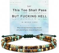 This Too Shall Pass Funny Morse Code Beaded Bracelet, Tiger Eye Hidden Message Inspirational Resilience Bracelet, Secret Sarcastic Encouragement Spiritual Stone Jewelry Gift for Women