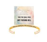 This Too Shall Pass Funny Sarcastic Color Enamel Open Cuff Bracelet, Inspirational Resilience Mental Health Encouragement Bangle (SOFT PINK)