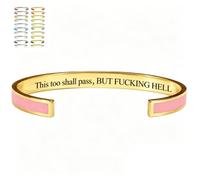 This Too Shall Pass Mantra Cuff Bracelet, Adjustable Inspirational Cuff Bracelets with Hidden Message, Hidden Message Encouragement Jewelry Gifts for Women (Sky blue - silver)