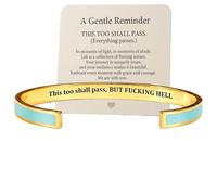 This Too Shall Pass Mantra Cuff Bracelet, BUT FUCKING HELL Engarved Motivational Bangle Bracelet, Hidden Information Bracelet, Gifts for Women (Green)