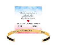 This Too Shall Pass Mantra Cuff Bracelet,But Fucking Hell Inspirational Bangle Bracelet,Hidden Message Encouragement Jewelry Gifts for Women,Adjustable Inspirational Mantra Bangle (C)