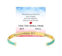 This Too Shall Pass Mantra Cuff Bracelet,But Fucking Hell Inspirational Bangle Bracelet,Hidden Message Encouragement Jewelry Gifts for Women,Adjustable Inspirational Mantra Bangle (D)