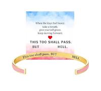 This Too Shall Pass Mantra Cuff Bracelet,But Fucking Hell Inspirational Bangle Bracelet,Hidden Message Encouragement Jewelry Gifts for Women,Adjustable Inspirational Mantra Bangle (E)