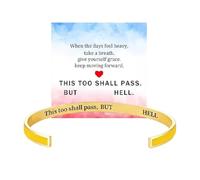 This Too Shall Pass Mantra Cuff Bracelet,But Fucking Hell Inspirational Bangle Bracelet,Hidden Message Encouragement Jewelry Gifts for Women,Adjustable Inspirational Mantra Bangle (H)