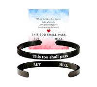 This Too Shall Pass Mantra Cuff Bracelet,But Fucking Hell Inspirational Bangle Bracelet,Hidden Message Encouragement Jewelry Gifts for Women,Adjustable Inspirational Mantra Bangle (A)