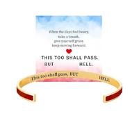 This Too Shall Pass Mantra Cuff Bracelet,But Fucking Hell Inspirational Bangle Bracelet,Hidden Message Encouragement Jewelry Gifts for Women,Adjustable Inspirational Mantra Bangle (F)
