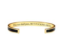 This Too Shall Pass Mantra Cuff Bracelet, BUT FUCKING HELL Motivational Jewelry Gift for Her, Encouragement Strength Reminder Bracelet (1)
