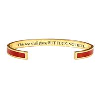 This Too Shall Pass Mantra Cuff Bracelet, This Too Shall Pass But wtf, Hell Engraved Hidden Message Bracelet, Inspirational Encouragement Jewelry Gift for Women (1)