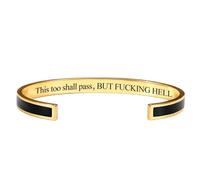 This Too Shall Pass Mantra Cuff Bracelet, This Too Shall Pass But wtf, Hell Engraved Hidden Message Bracelet, Inspirational Encouragement Jewelry Gift for Women (2)