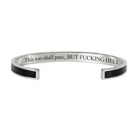 This Too Shall Pass Mantra Cuff Bracelet, This Too Shall Pass But wtf, Hell Engraved Hidden Message Bracelet, Inspirational Encouragement Jewelry Gift for Women (7)
