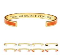 This Too Shall Pass Mantra Cuff Bracelet, This Too Shall Pass Color Cuff Bracelet, But Wtf But F Hell Bracelets, But Fucking Hell Engarved Motivational Bangle Bracelets (Orange)