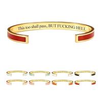 This Too Shall Pass Mantra Cuff Bracelet, This Too Shall Pass Color Cuff Bracelet, But Wtf But F Hell Bracelets, But Fucking Hell Engarved Motivational Bangle Bracelets (Red)