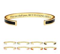 This Too Shall Pass Mantra Cuff Bracelet, This Too Shall Pass Color Cuff Bracelet, But Wtf But F Hell Bracelets, But Fucking Hell Engarved Motivational Bangle Bracelets (Black)